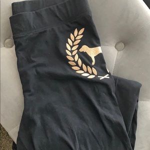 Pink logo black leggings